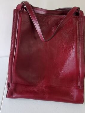 Zara Burgundy Leather Tote Bag
